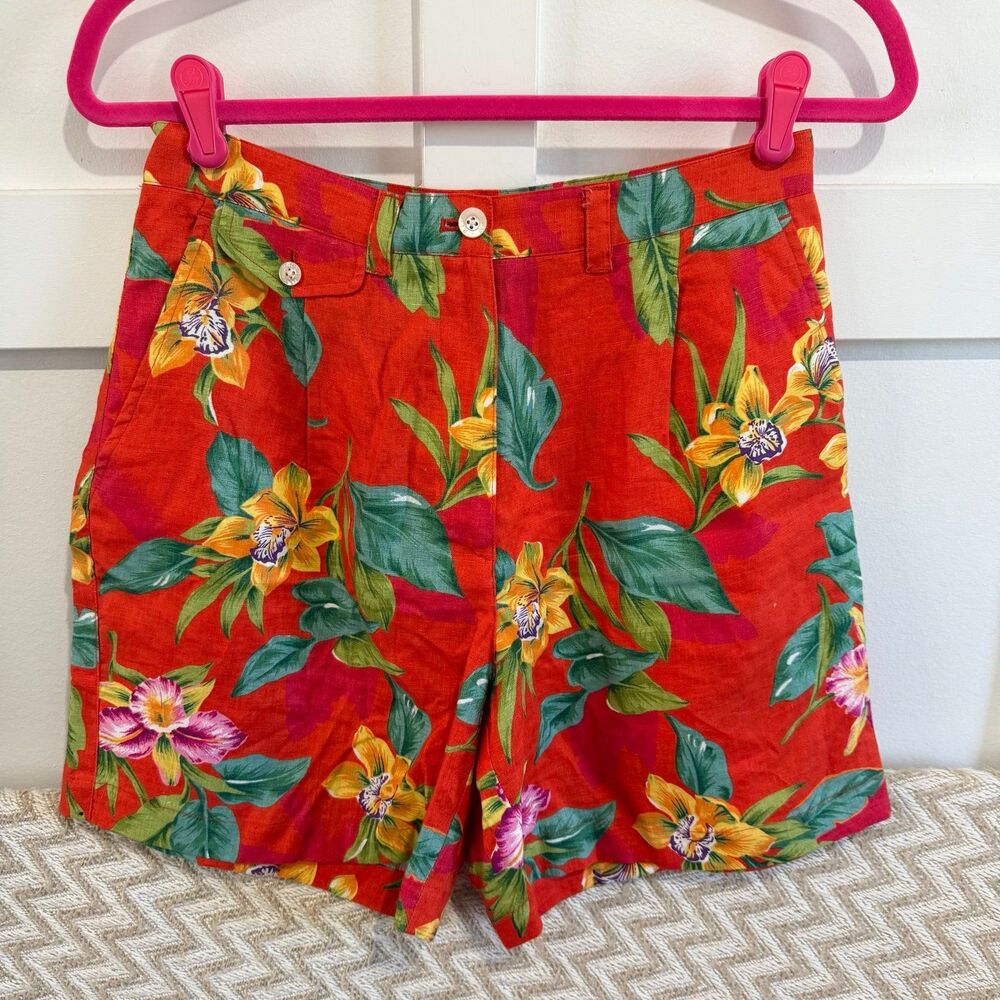 Vintage Lauren Ralph Lauren High Waisted Floral Linen Shorts